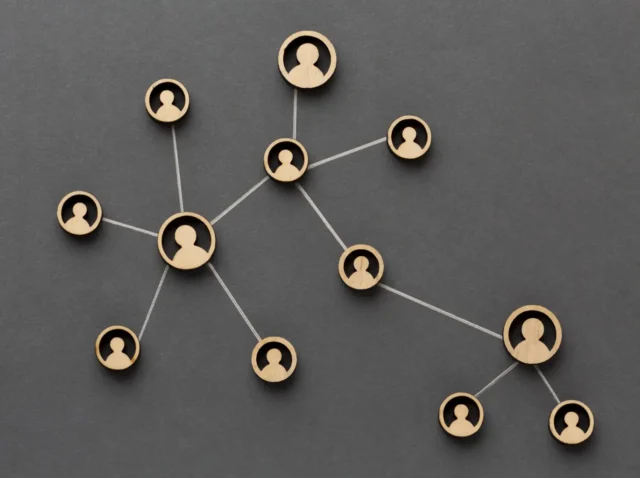 Representación visual de una red de contactos o generación de leads conectados entre sí