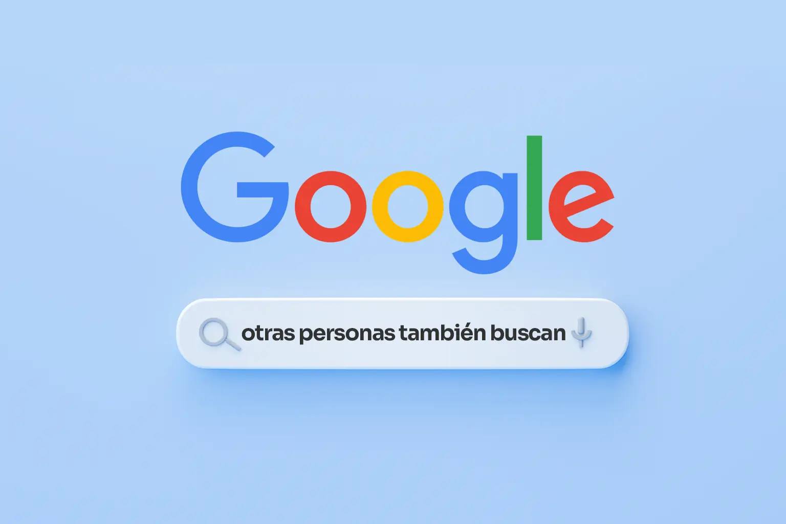 Ilustración del buscador de Google con la frase “otras personas también buscan” destacada en la barra de búsqueda.