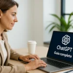 Persona utilizando Chat GPT en un portátil para mejorar su productividad diaria