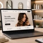 Landing page de peluquería en un portátil para captar clientes online