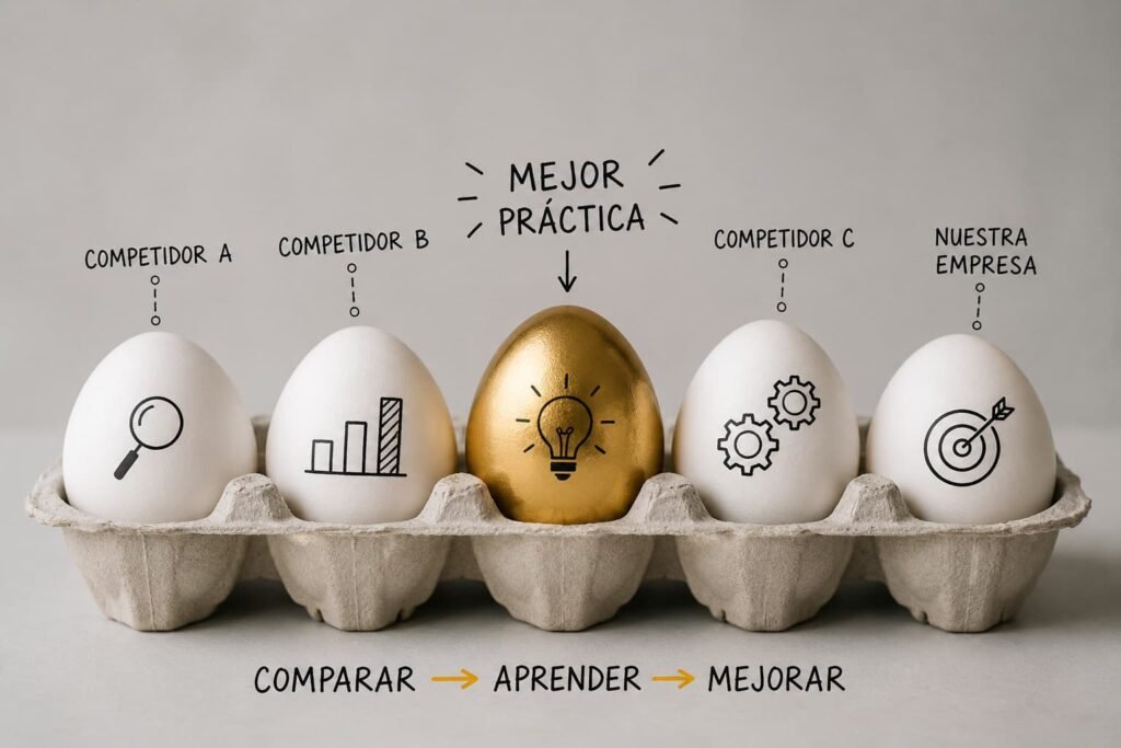 Benchmarking para comparar competidores, identificar buenas prácticas y mejorar la estrategia empresarial