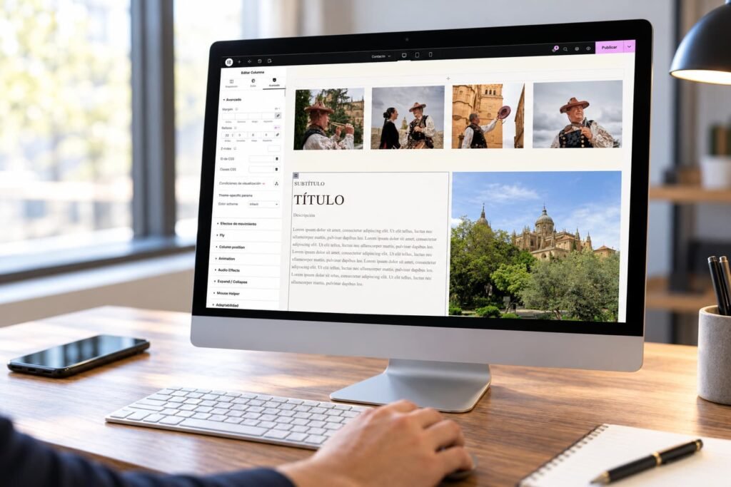 Mantenimiento web WordPress mediante la edición de contenidos y diseño de una página web en un ordenador de escritorio